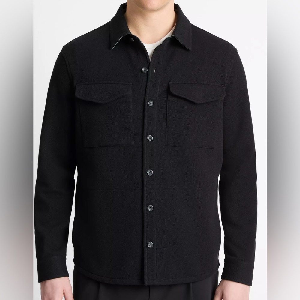 VINCE Double-Knit Cotton-Blend Piqué Shirt Jacket Style